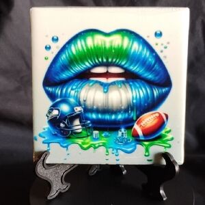 Hand Crafted Seahawks Lip Art